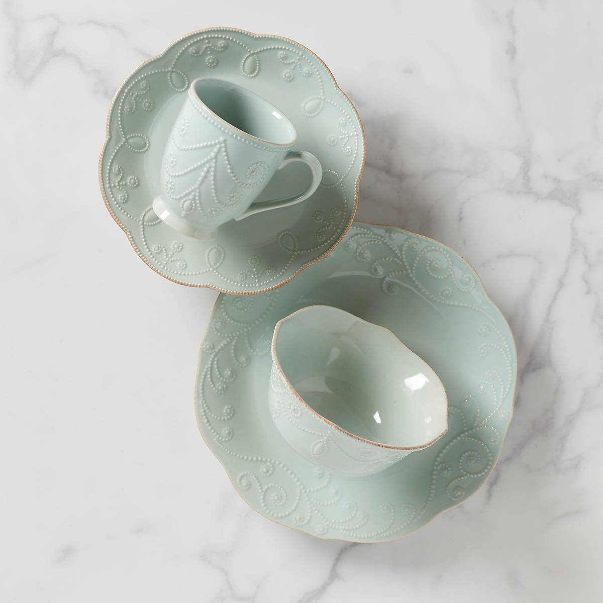 French Perle Blue 4-Piece Place Setting