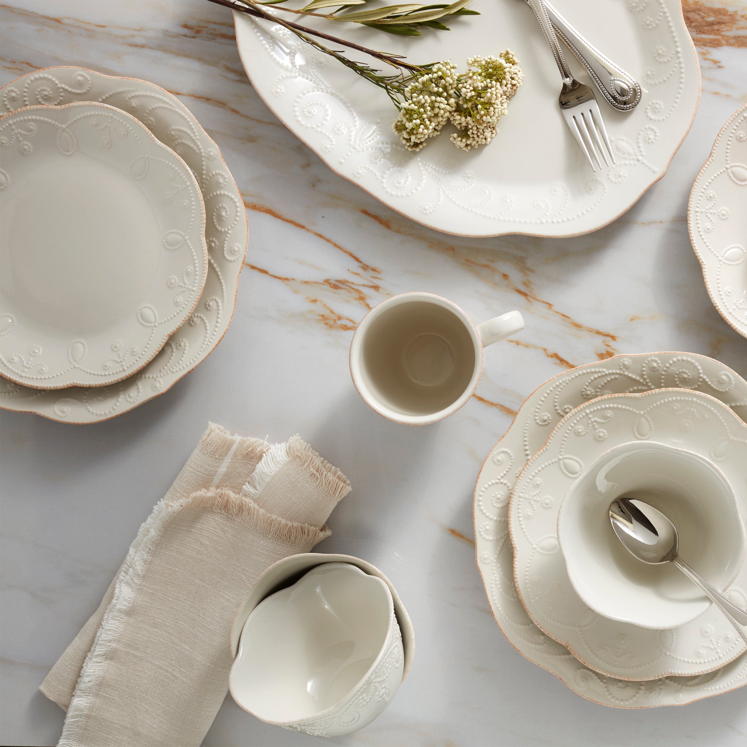 French Perle 12-Piece Dinnerware Set