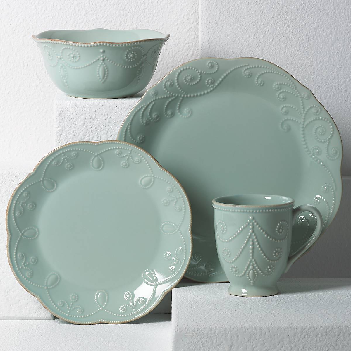 French Perle Blue 4-Piece Place Setting