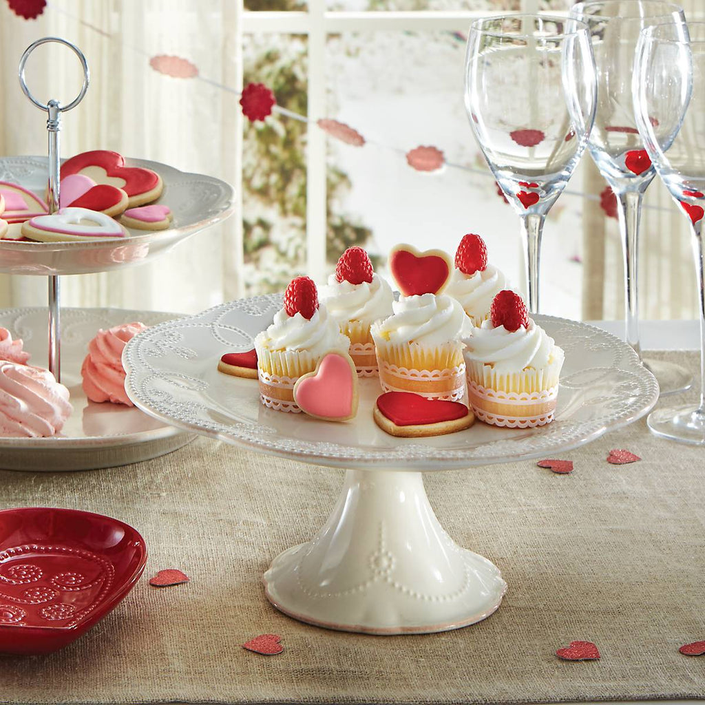 French Perle White Pedestal Cake Plate