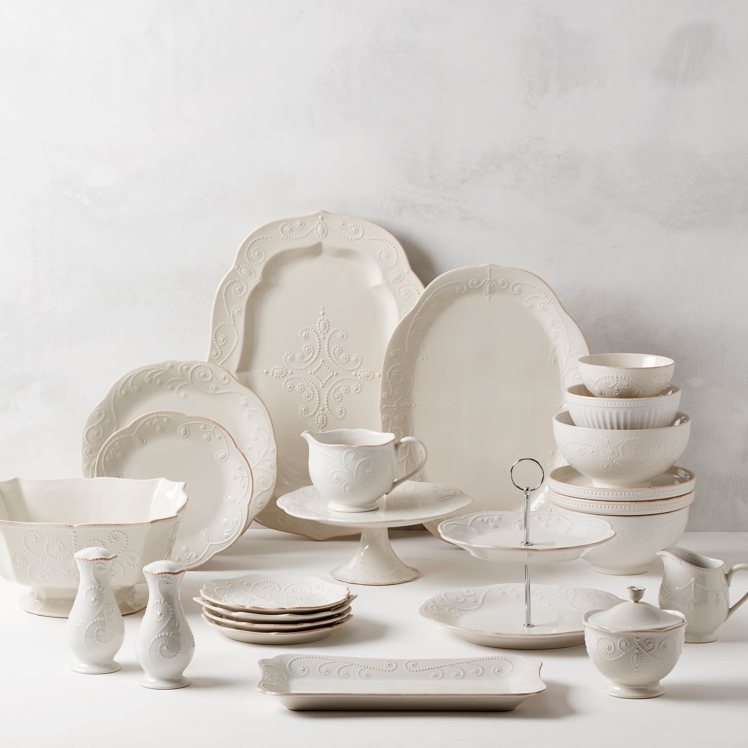 French Perle White Pedestal Cake Plate