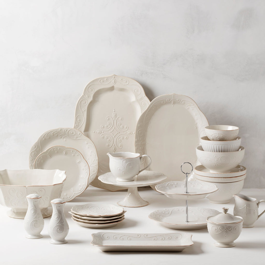 French Perle White Oval Serving Platter