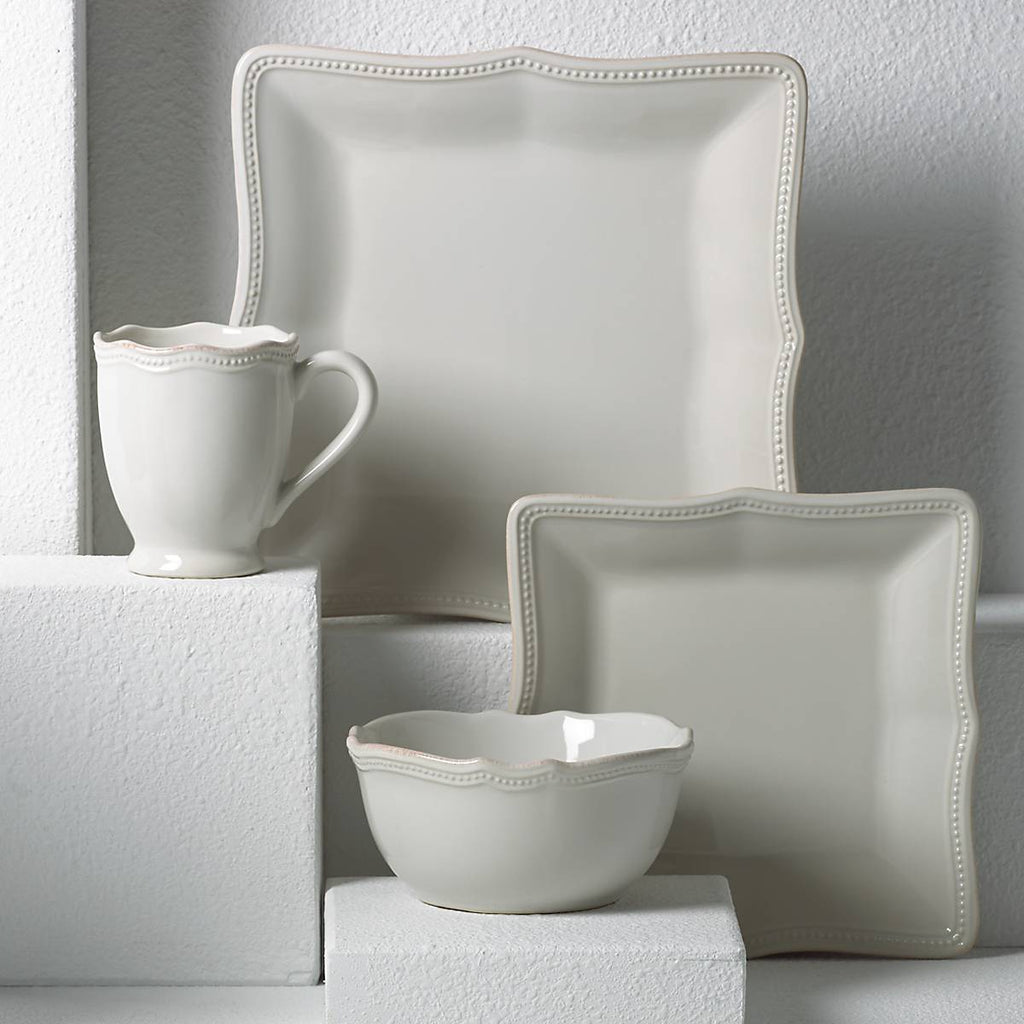 French Perle Bead White 4-Piece Place Setting