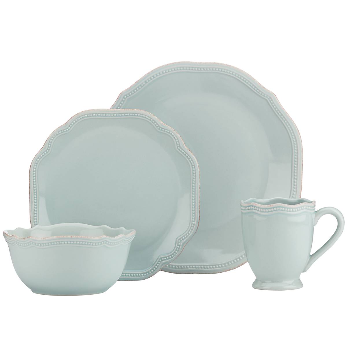 French Perle Bead Ice Blue 4-Piece Place Setting