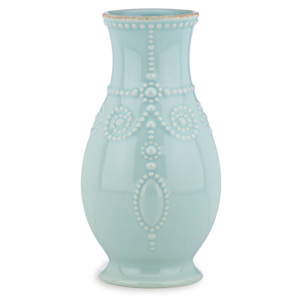 French Perle Ice Blue Fluted Vase