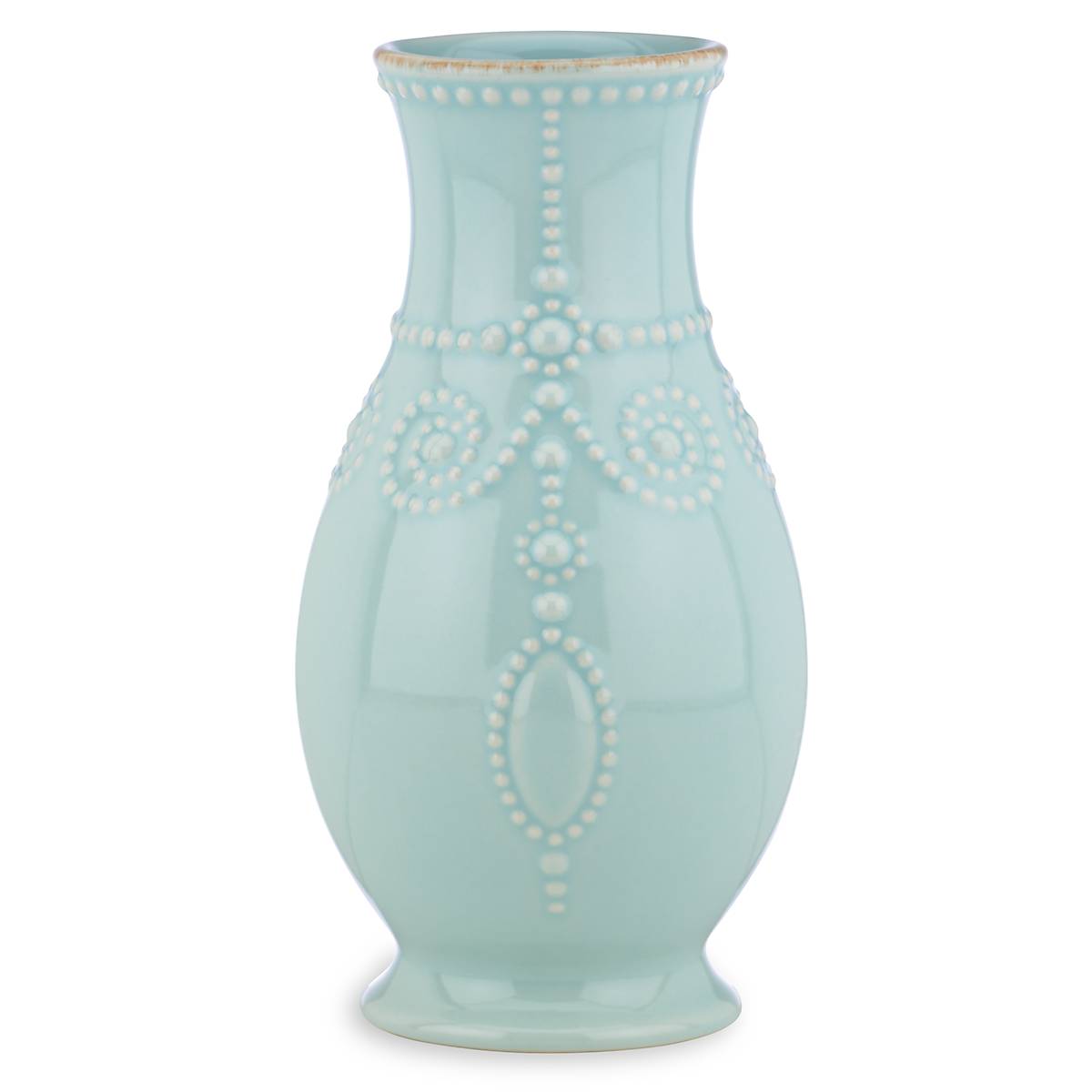 French Perle Ice Blue Fluted Vase