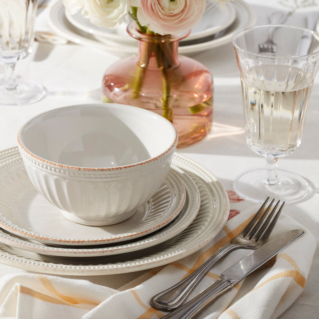 French Perle Groove White 4-Piece Place Setting