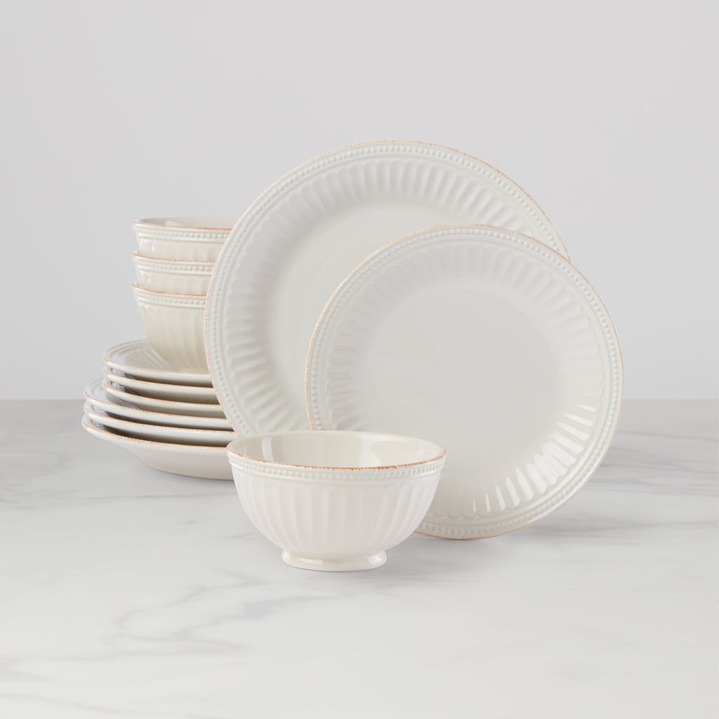 French Perle Groove 12-Piece Place Setting