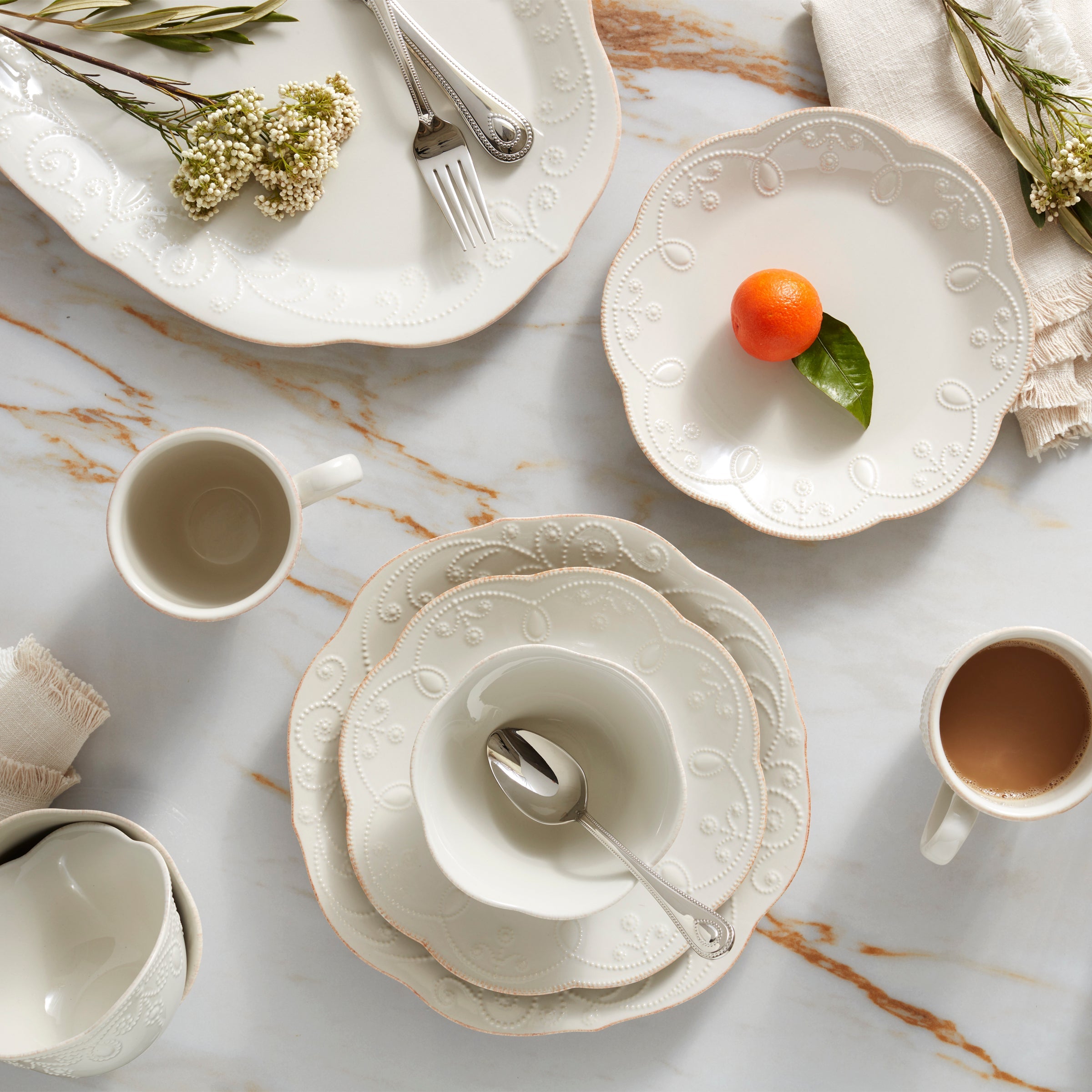 French Perle 12-Piece Dinnerware Set