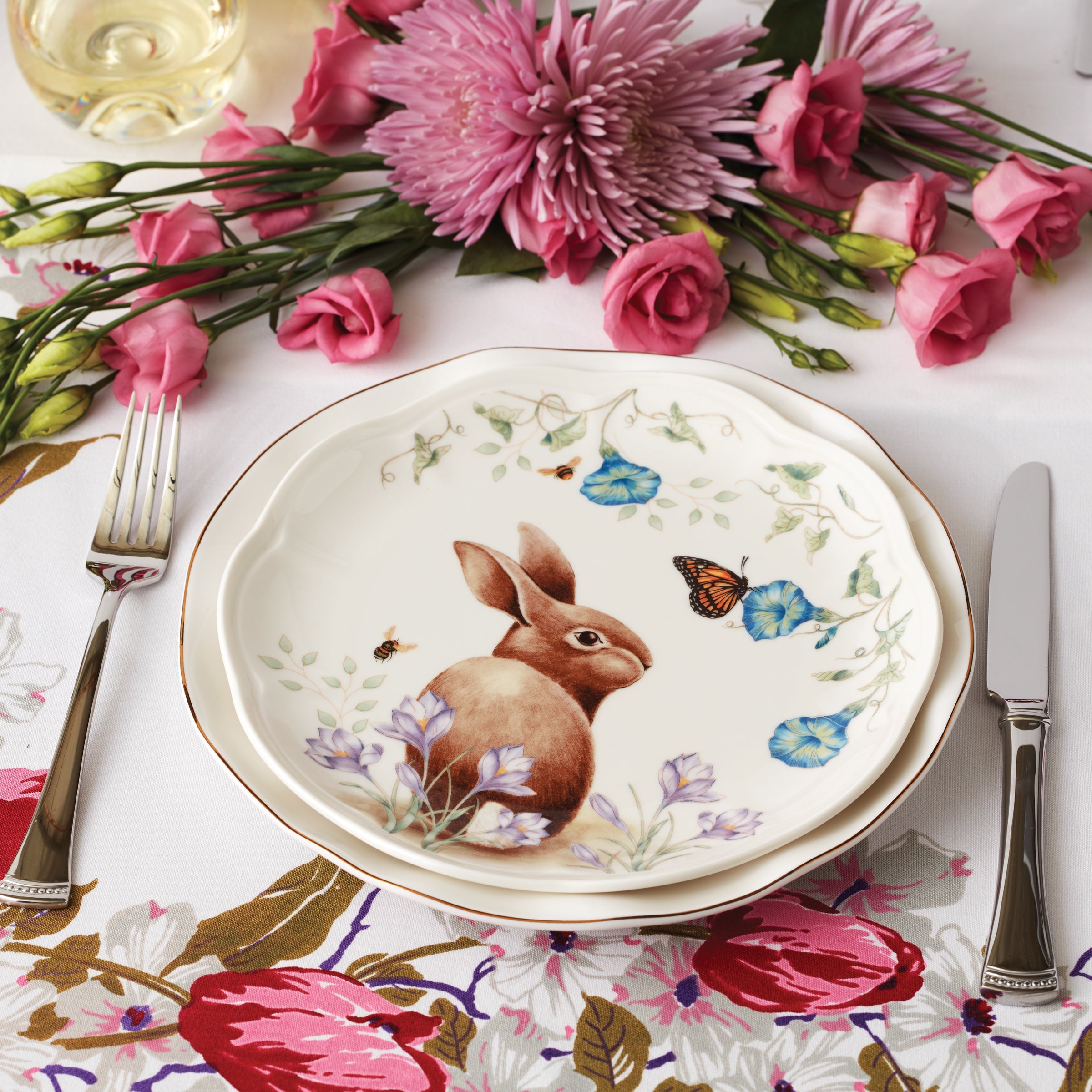 Butterfly Meadow Bunny Accent Plates - Set of 4
