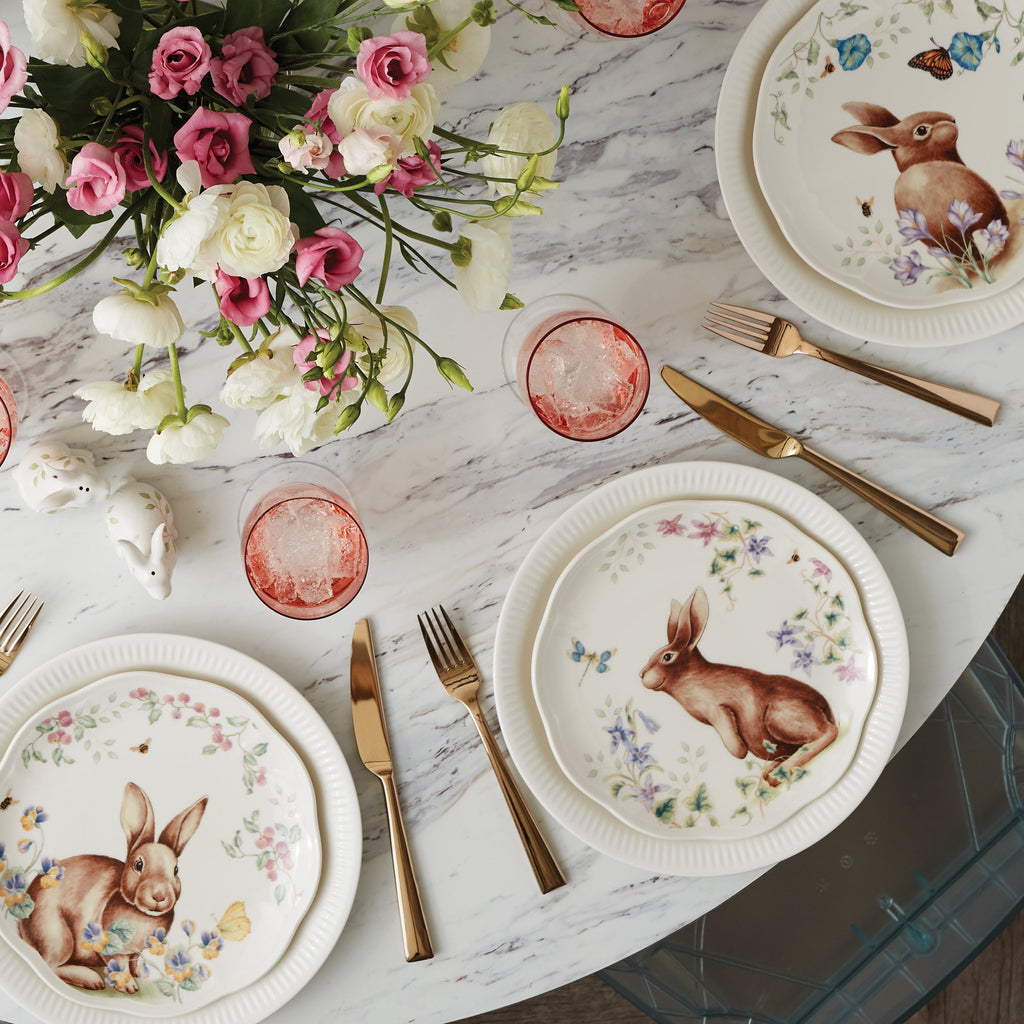 Butterfly Meadow Bunny Accent Plates - Set of 4