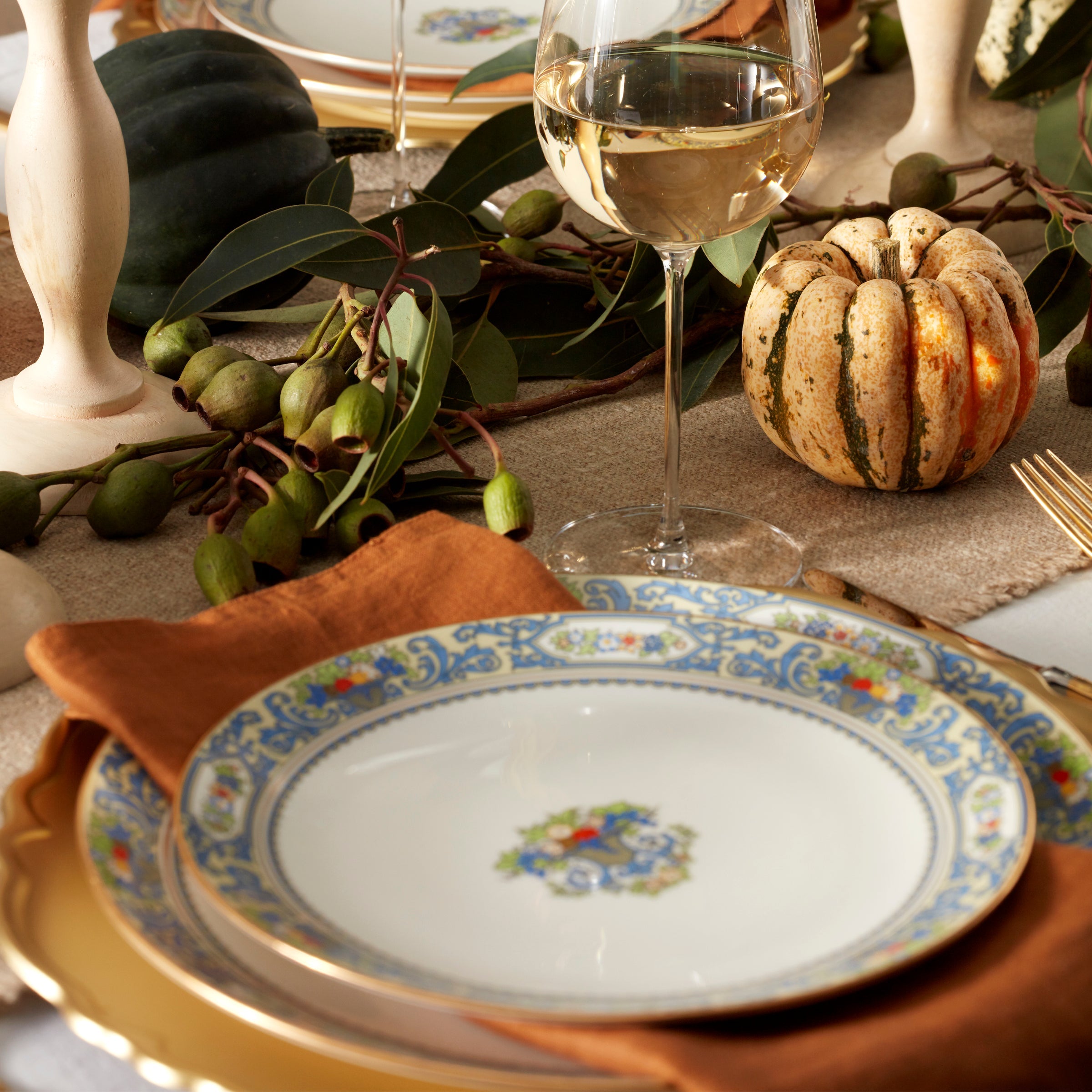 Autumn White Accent Plates - Set of 4