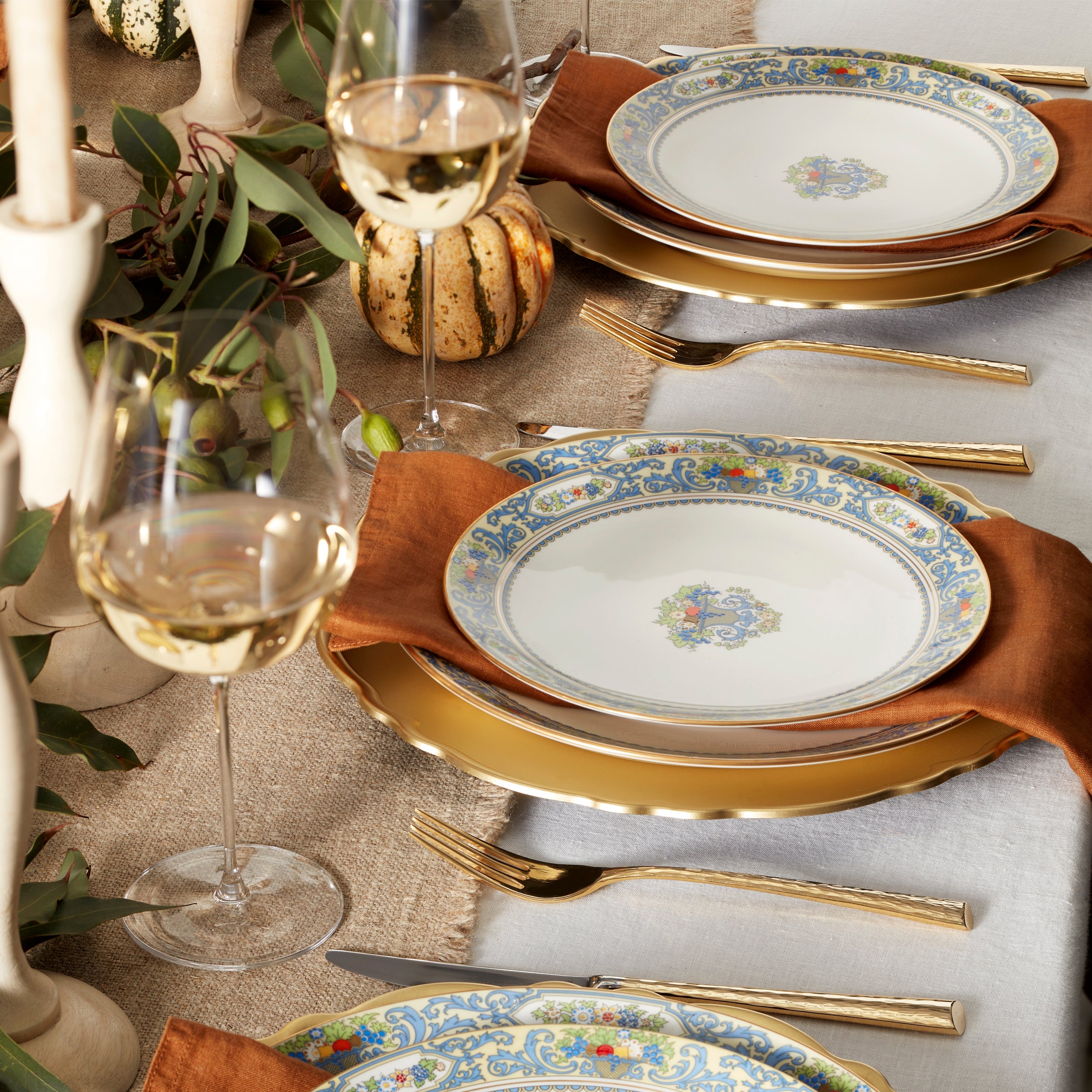 Autumn White Accent Plates - Set of 4