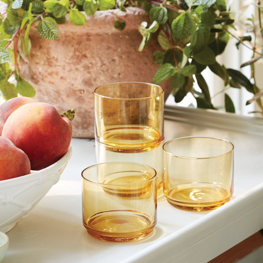 Tuscany Classics Stackable Amber Short Glasses - Set Of 4