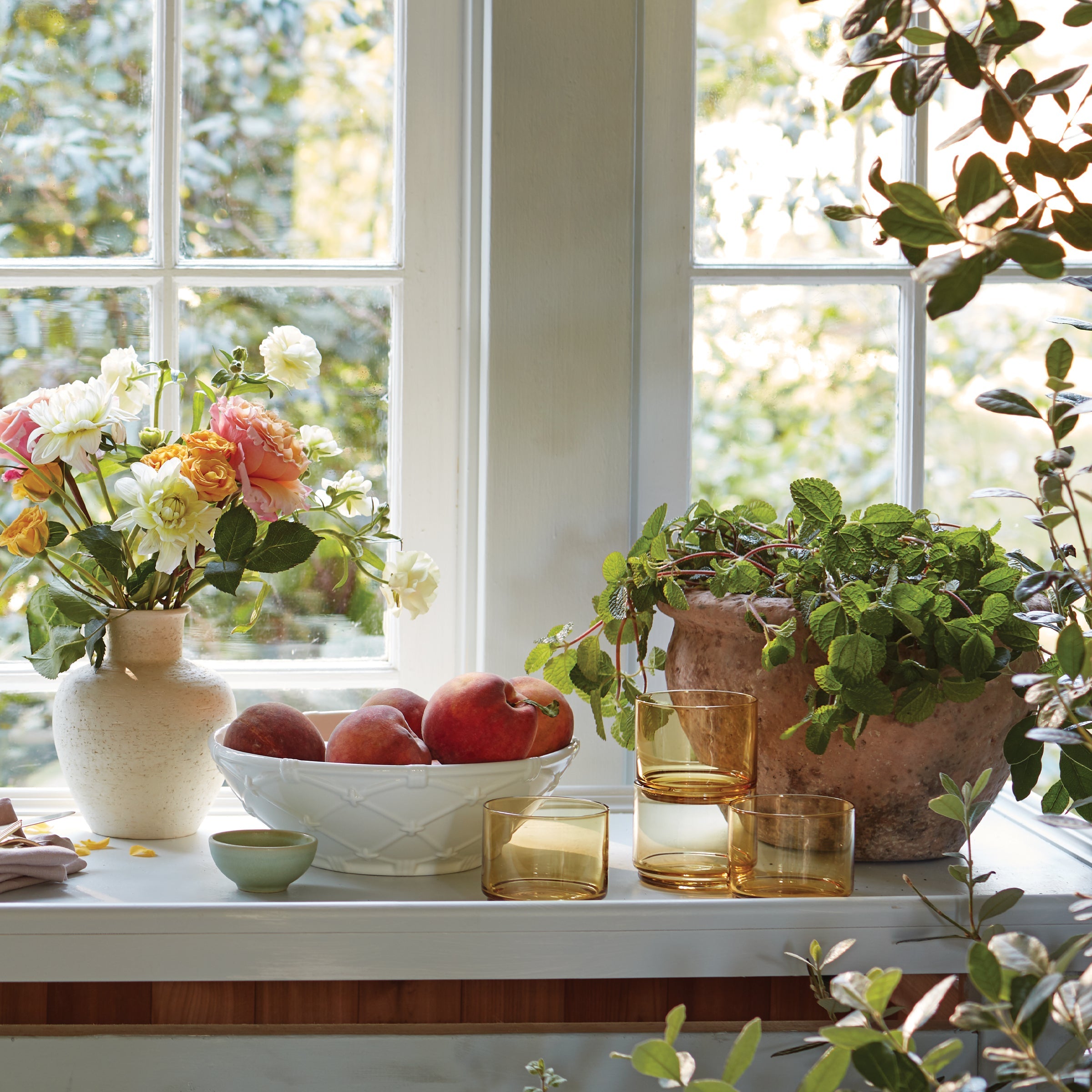 Tuscany Classics Stackable Amber Short Glasses - Set Of 4