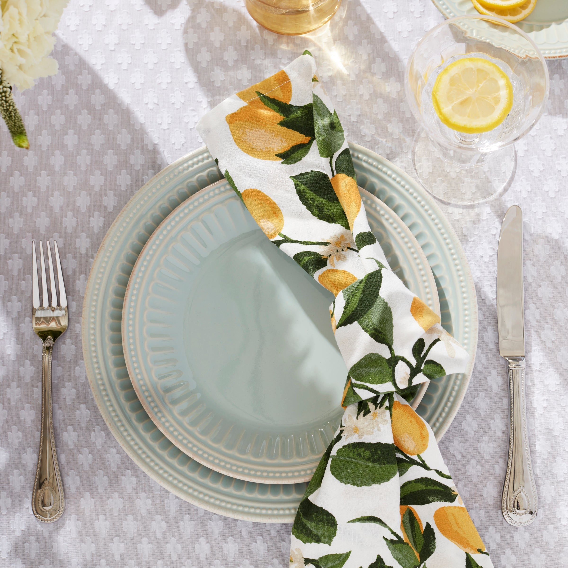French Perle Groove Ice Blue 12-Piece Place Setting