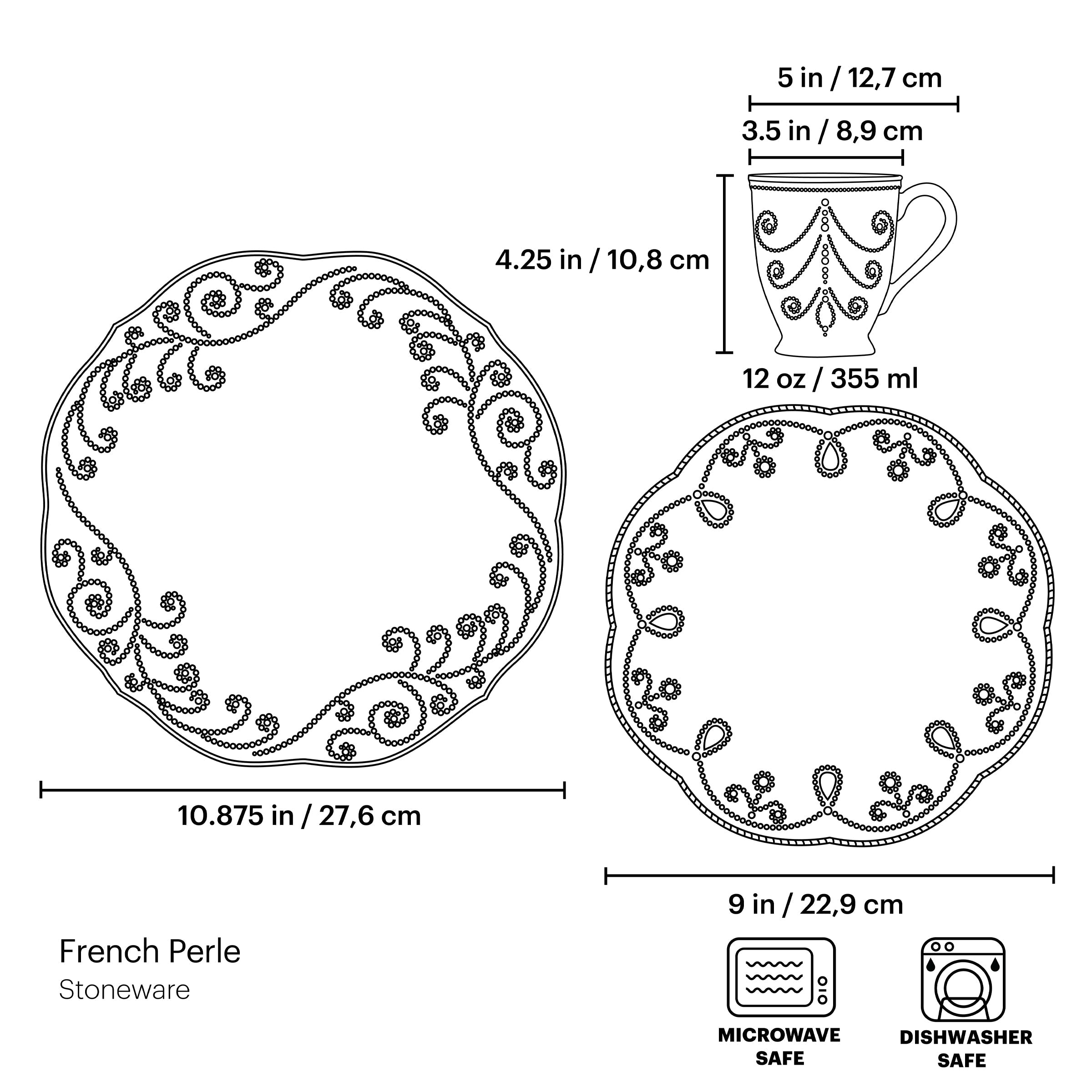 French Perle 12-Piece Dinnerware Set